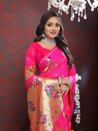 Vedant Vastram Rani Pink Color Paithani Silk Saree - Rani Pink
