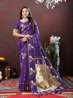 Vedant Vastram Violet Color Paithani Silk Saree - Violet