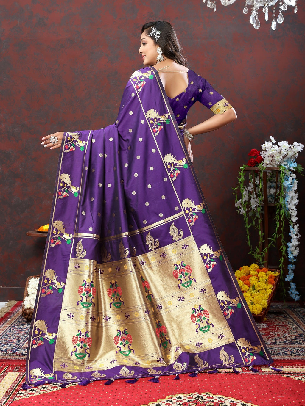 Vedant Vastram Violet Color Paithani Silk Saree - Violet
