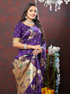 Vedant Vastram Violet Color Paithani Silk Saree - Violet
