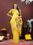 Vedant Vastram Yellow Color Paithani Silk Saree - Yellow