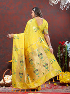 Vedant Vastram Yellow Color Paithani Silk Saree - Yellow