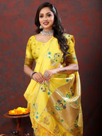 Vedant Vastram Yellow Color Paithani Silk Saree - Yellow