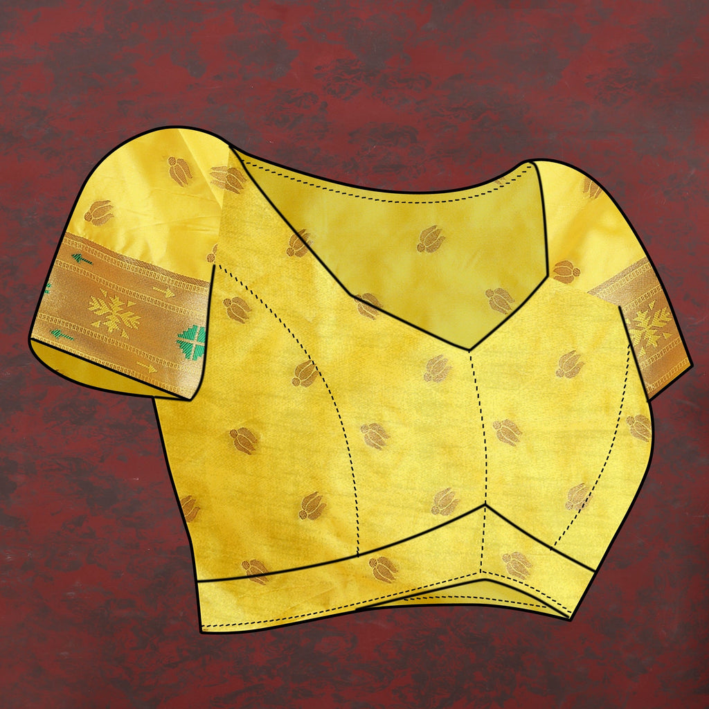 Vedant Vastram Yellow Color Paithani Silk Saree - Yellow