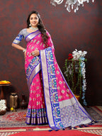 Vedant Vastram Rani Pink Color Kanjeevaram Patola Silk Saree - Rani Pink