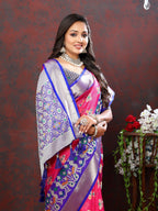 Vedant Vastram Rani Pink Color Kanjeevaram Patola Silk Saree - Rani Pink