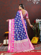 Vedant Vastram Royal Blue Color Kanjeevaram Patola Silk Saree - Royal Blue