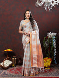 Vedant Vastram Grey Color Kanjeevaram Cotton Silk Saree - Grey
