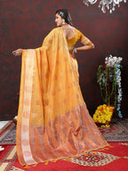 Vedant Vastram Mustard Color Kanjeevaram Cotton Silk Saree - Mustard