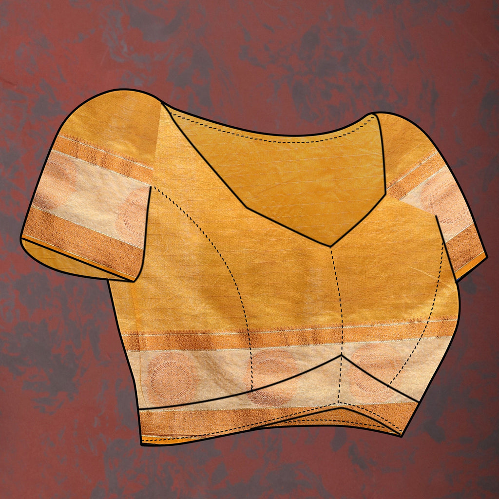 Vedant Vastram Mustard Color Kanjeevaram Cotton Silk Saree - Mustard