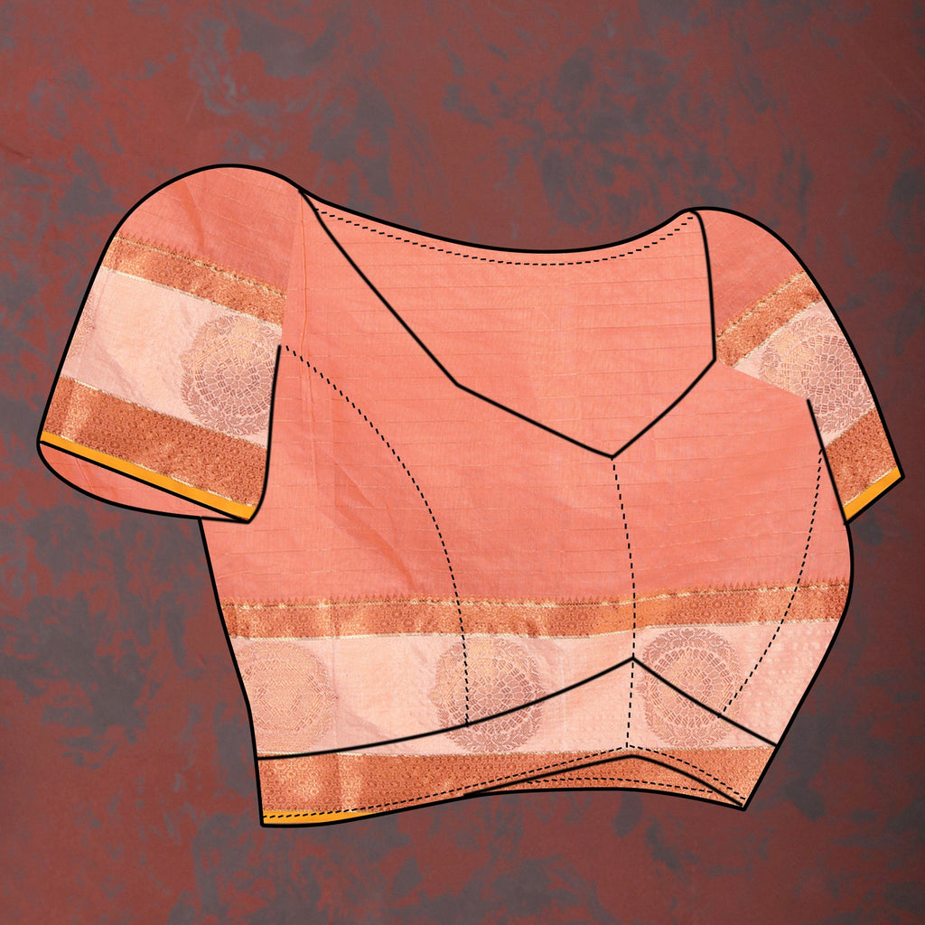 Vedant Vastram Peach Color Kanjeevaram Cotton Silk Saree - Peach
