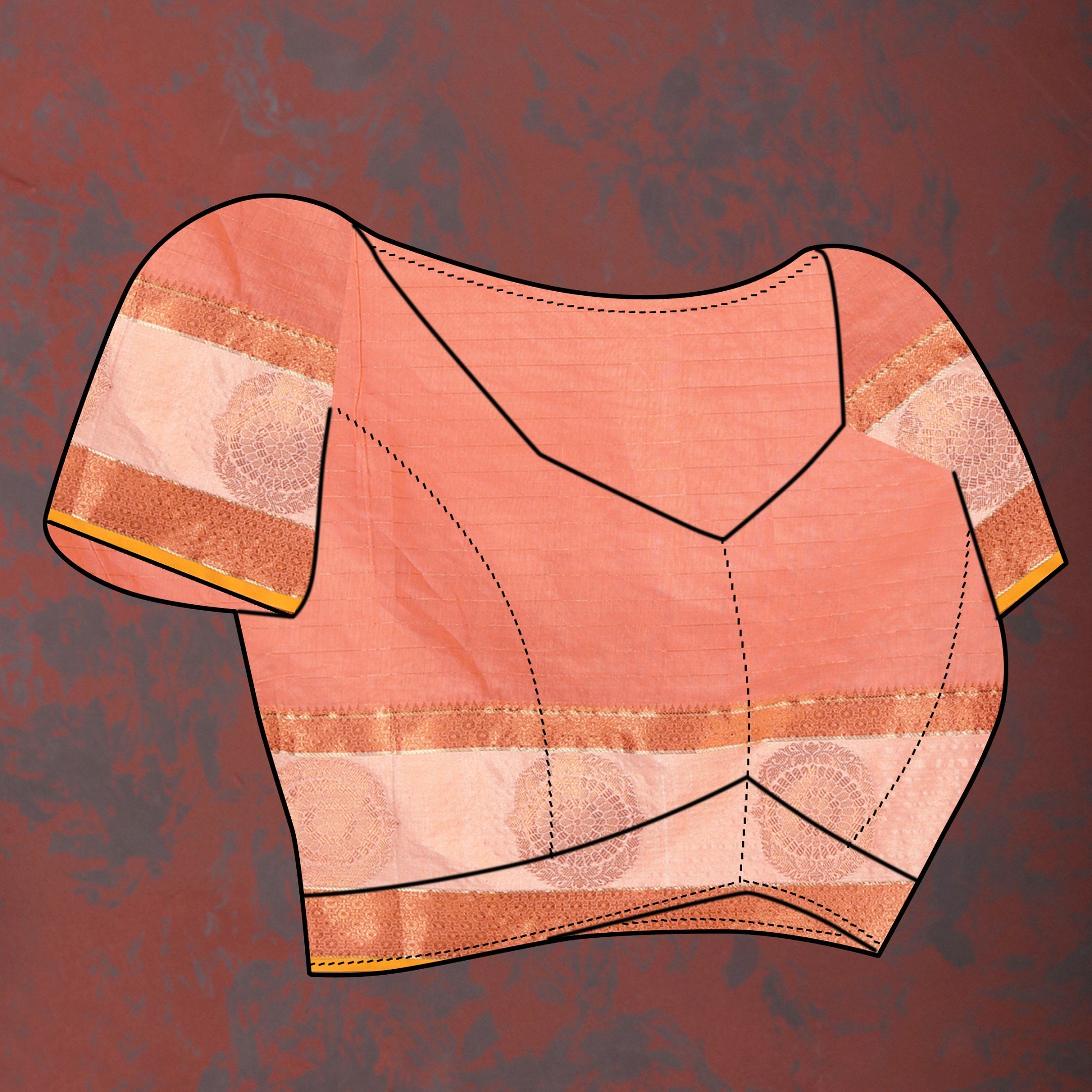 Vedant Vastram Peach Color Kanjeevaram Cotton Silk Saree - Peach