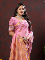 Vedant Vastram Pink Color Kanjeevaram Cotton Silk Saree - Pink