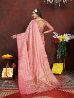Vedant Vastram Baby Pink Color Banarasi Silk Saree - Baby Pink