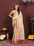 Vedant Vastram Beige Color Banarasi Silk Saree - Beige