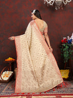 Vedant Vastram Beige Color Banarasi Silk Saree - Beige