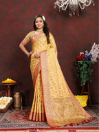 Vedant Vastram Mustard Color Banarasi Silk Saree - Mustard