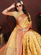 Vedant Vastram Mustard Color Banarasi Silk Saree - Mustard