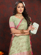 Vedant Vastram Pista Color Banarasi Silk Saree - Pista