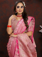 Vedant Vastram Baby Pink Color Banarasi Silk Saree - Baby Pink