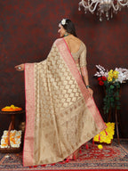 Vedant Vastram Beige Color Banarasi Silk Saree - Beige