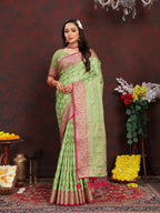 Vedant Vastram Parrot Color Banarasi Silk Saree - Parrot