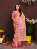 Vedant Vastram Peach Color Banarasi Silk Saree - Peach