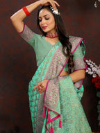 Vedant Vastram See Green Color Banarasi Silk Saree - See Green
