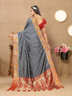 Vedant Vastram Grey Color Paithani Silk Saree - Grey