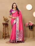 Vedant Vastram Pink Color Paithani Silk Saree - Pink