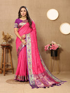 Vedant Vastram Pink Color Paithani Silk Saree - Pink