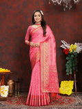 Vedant Vastram Baby Pink Color Kanjeevaram Organza Silk Saree - Baby Pink