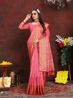 Vedant Vastram Baby Pink Color Kanjeevaram Organza Silk Saree - Baby Pink