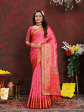 Vedant Vastram Pink Color Kanjeevaram Organza Silk Saree - Pink