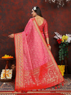 Vedant Vastram Pink Color Kanjeevaram Organza Silk Saree - Pink