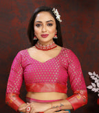 Vedant Vastram Rama Color Kanjeevaram Organza Silk Saree - Rama