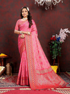 Vedant Vastram Baby Pink Color Kanjeevaram Organza Silk Saree - Baby Pink