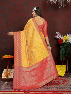 Vedant Vastram Mustard Color Kanjeevaram Organza Silk Saree - Mustard