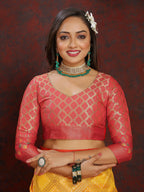Vedant Vastram Mustard Color Kanjeevaram Organza Silk Saree - Mustard