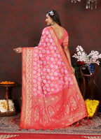 Vedant Vastram Baby Pink Color Kanjeevaram Organza Silk Saree - Baby Pink