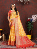Vedant Vastram Mustard Color Kanjeevaram Organza Silk Saree - Mustard