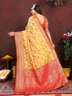 Vedant Vastram Mustard Color Kanjeevaram Organza Silk Saree - Mustard