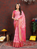 Vedant Vastram Pink Color Kanjeevaram Organza Silk Saree - Pink