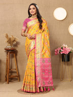 Vedant Vastram Mustard Color Kanjeevaram Patola Silk Saree - Mustard