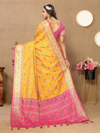 Vedant Vastram Mustard Color Kanjeevaram Patola Silk Saree - Mustard