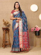 Vedant Vastram Navy Blue Color Kanjeevaram Patola Silk Saree - Navy Blue