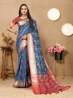Vedant Vastram Navy Blue Color Kanjeevaram Patola Silk Saree - Navy Blue