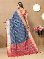 Vedant Vastram Navy Blue Color Kanjeevaram Patola Silk Saree - Navy Blue