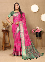 Vedant Vastram Pink Color Kanjeevaram Patola Silk Saree - Pink
