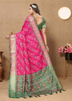 Vedant Vastram Pink Color Kanjeevaram Patola Silk Saree - Pink